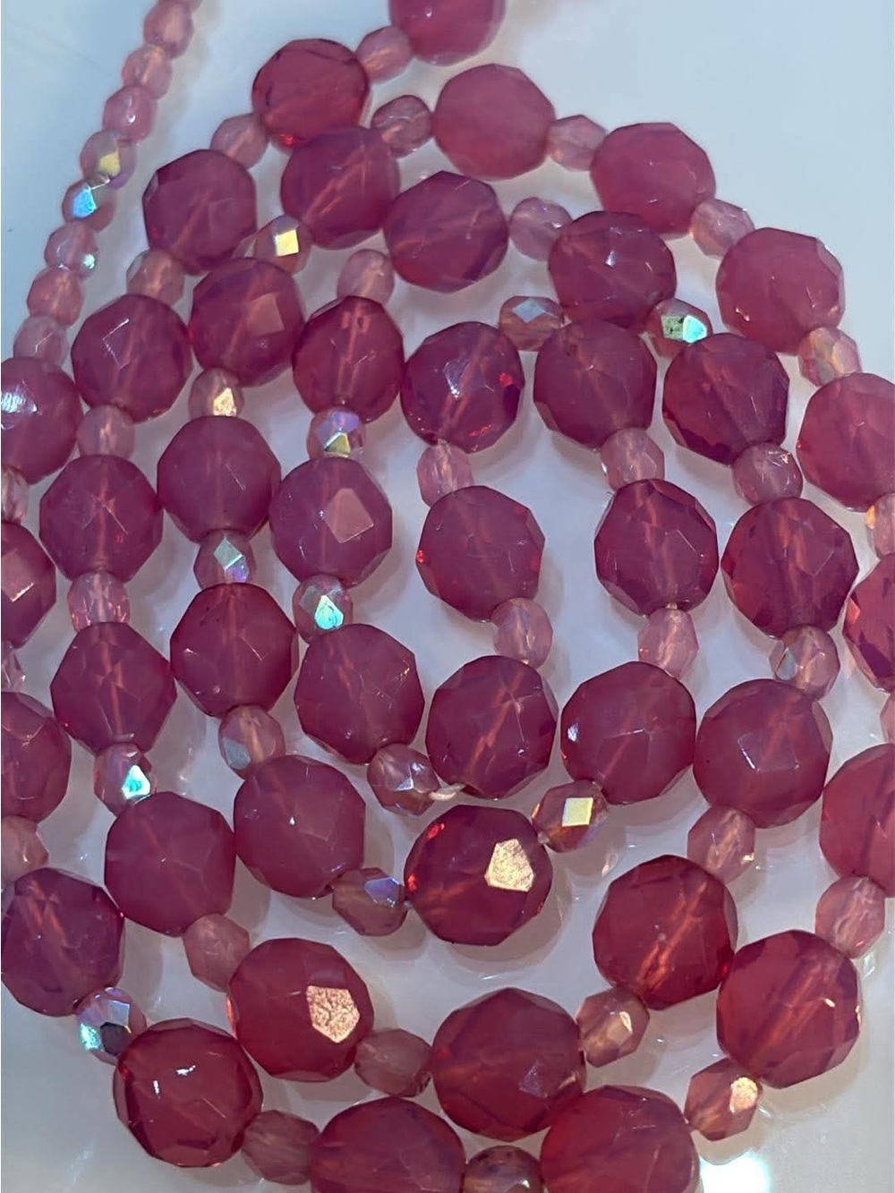 Pink Faceted Glass Beaded Necklace